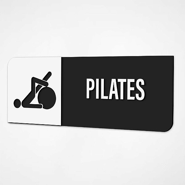 Placa Sinalização Indicativa Pilates - Preto e Branco
