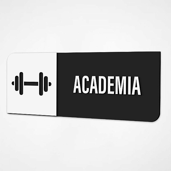 Placa Sinalização Indicativa Academia - Preto e Branco