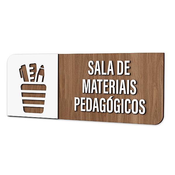 Placa de Sinalização Indicativa - Sala de Materiais Pedagógicos