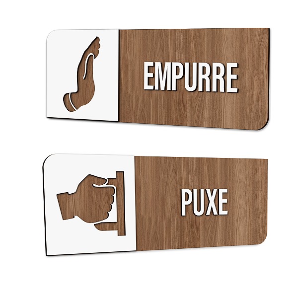Placa Sinalização Indicativa Puxe | Empurre