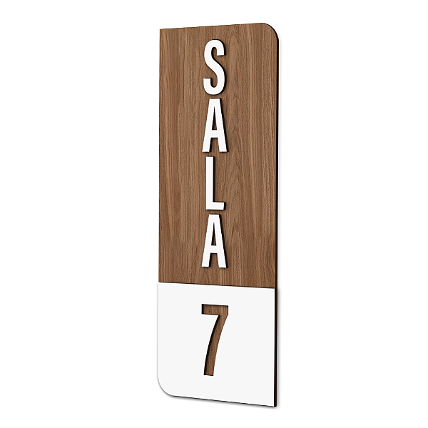 Placa Sinalização Indicativa Sala Numerada Vertical