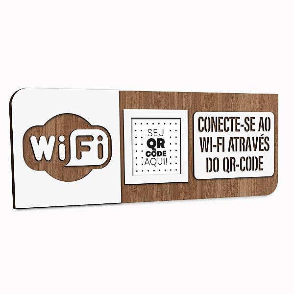 Placa de Sinalização Indicativa - Wi-Fi - QR-CODE - Centralizado