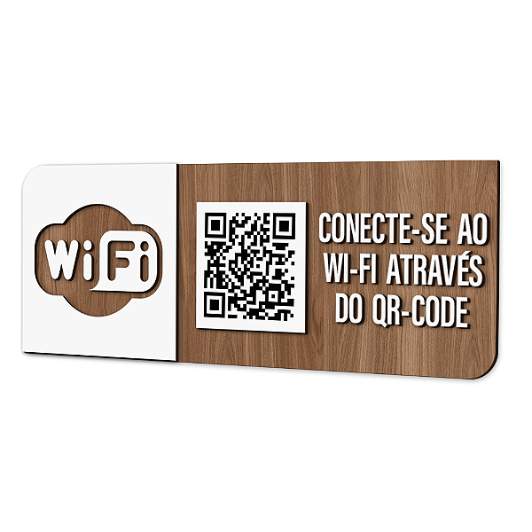 Placa de Sinalização Indicativa - Wi-Fi - QR-CODE - Centralizado - Personalizada