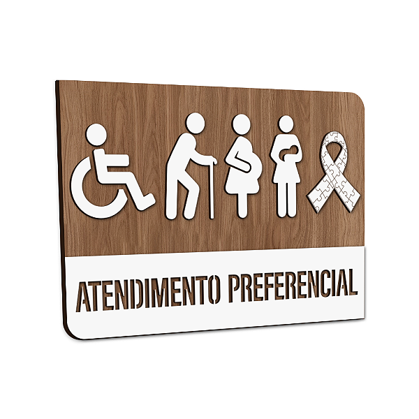 Placa Sinalização Indicativa Atendimento Preferencial