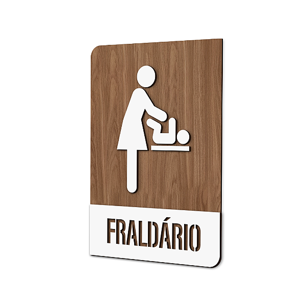 Placa Sinalização Indicativa Banheiro Fraldário Vertical