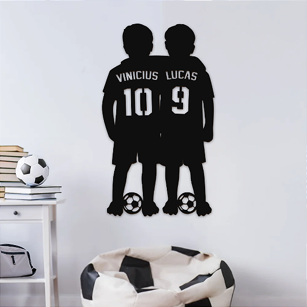 Aplique mdf - Dois Jogadores - Futebol - Nome e Número Personalizado