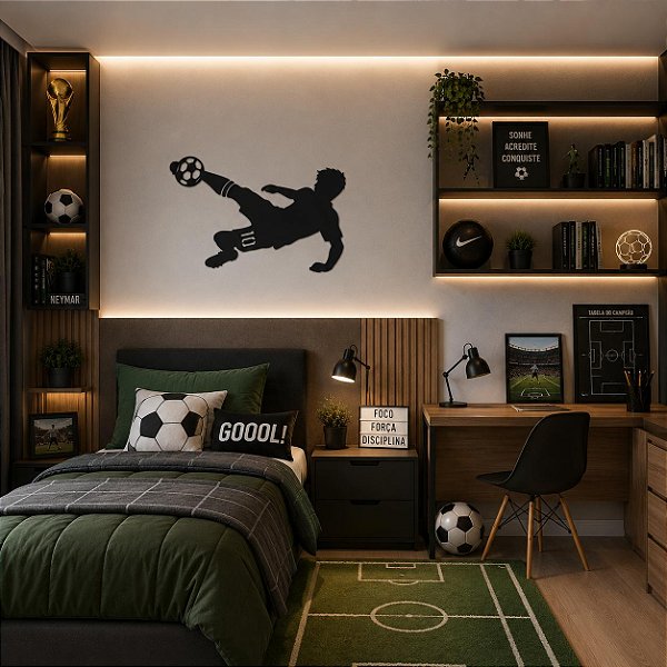 Aplique mdf - Jogador de Futebol Voleio Modelo 2 - Número Personalizado