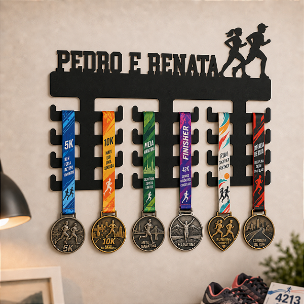 Porta Medalhas - Corrida - Casal - Personalizado