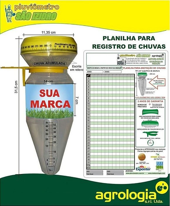 Pluviômetro Personalizado 50 Unidades