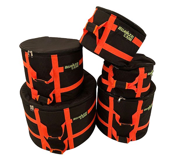 KIT HARD BAG -PRETO E LARANJA - 10", 12", 14", 14", 20"