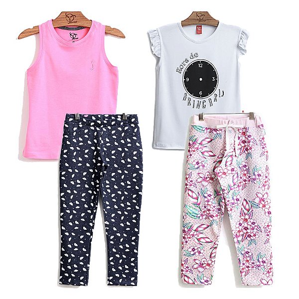 Kit 2 Conjuntos Infantil Menina Jokenpô - Camiseta+Legging