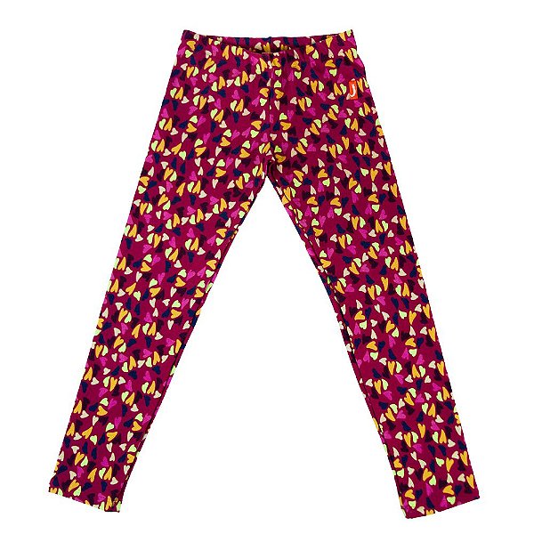 Calça Legging Infantil Menina Jokenpô Corações Vinho