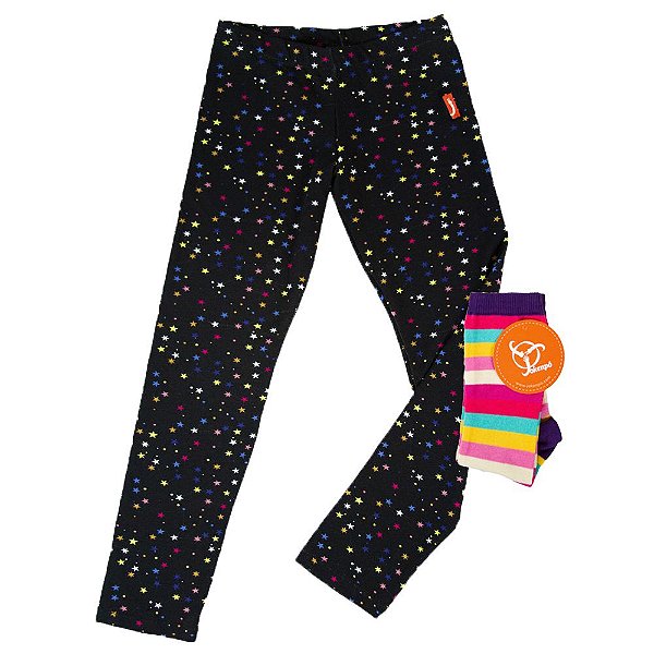 Kit Calça Legging Infantil Menina Jokenpô + Meia Listras