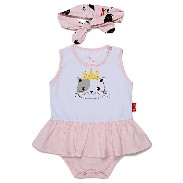 Vestido Jokenpô Bebê Gatinha com Faixa