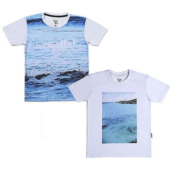 Kit 2 Camisetas Infantil Jokenpô Masculina - Mar + Mergulhe