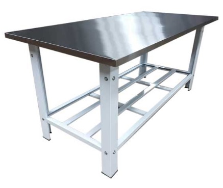 Mesa com Tampo Inox Gradil Epóxi