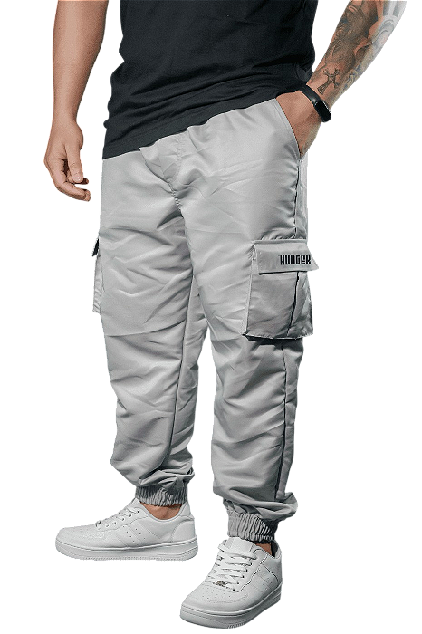 CALÇA JOGGER CARGO CORTA VENTO CINZA