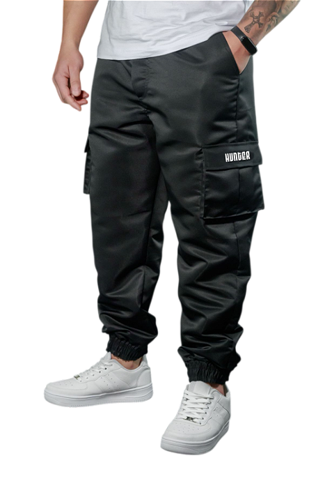CALÇA JOGGER CARGO CORTA VENTO PRETA