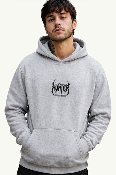BLUSA DE MOLETOM CANGURU CINZA HUNTER METAL