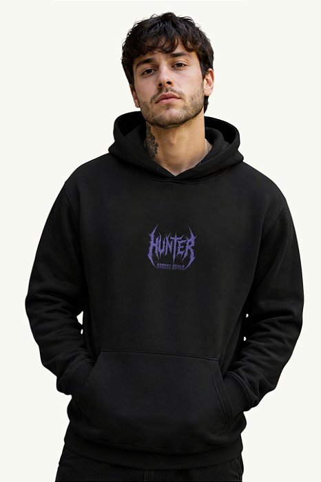 BLUSA DE MOLETOM CANGURU PRETO HUNTER METAL