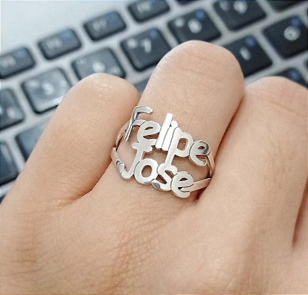 Anel nome duplo Prata 925