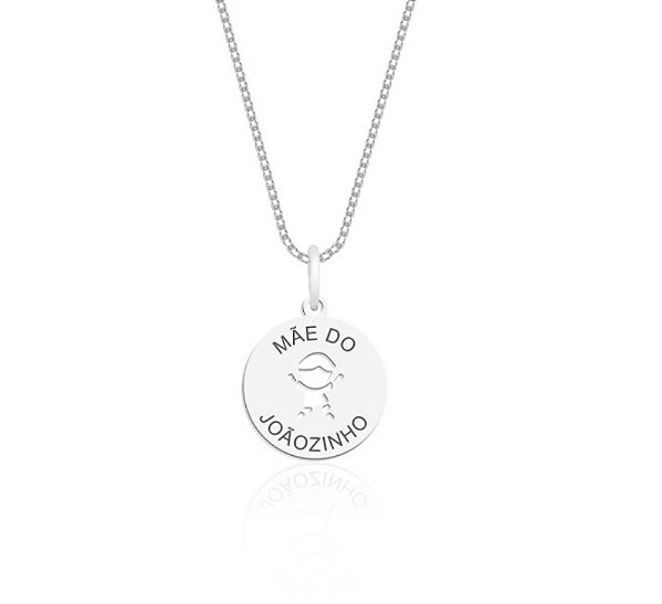 Colar medalha bonequinhos Prata 925