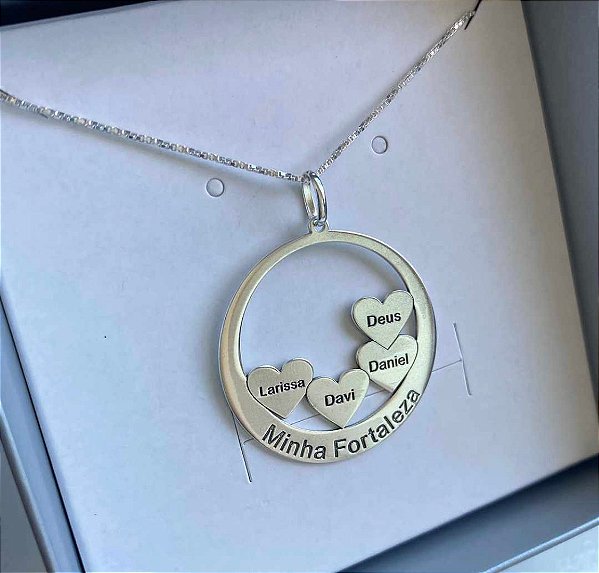 Colar corações resinado • Prata 925