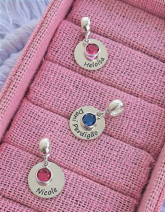 Berloque personalizado zircônia • Prata 925