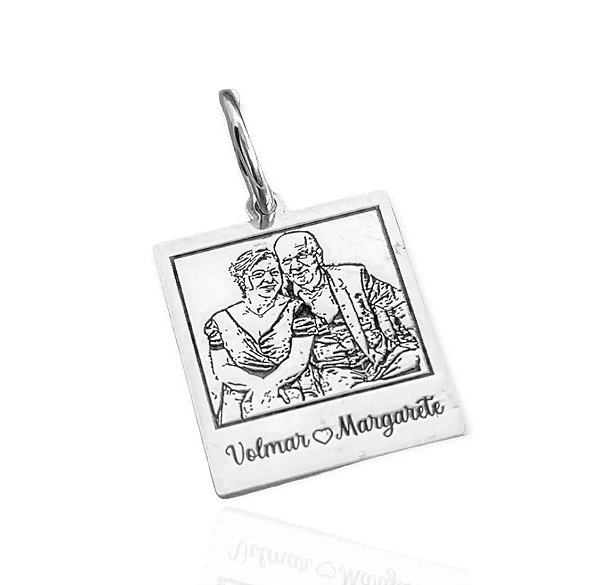 Colar pingente com foto polaroid • Prata 925