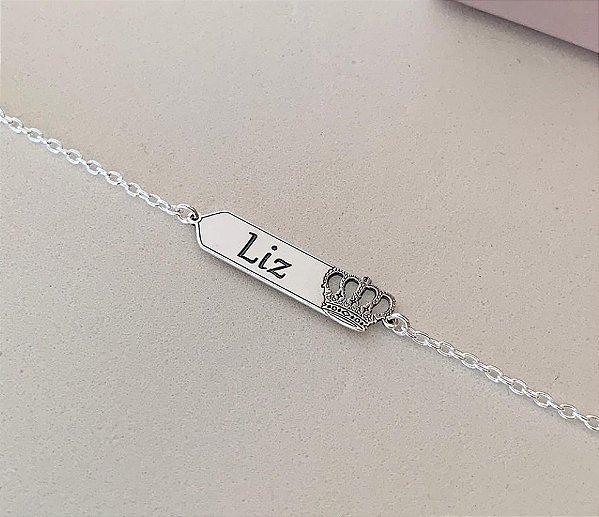Pulseira infantil coroa detalhada • Prata 925