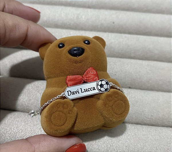 Pulseira infantil Bola ⚽️ pintada • Prata 925