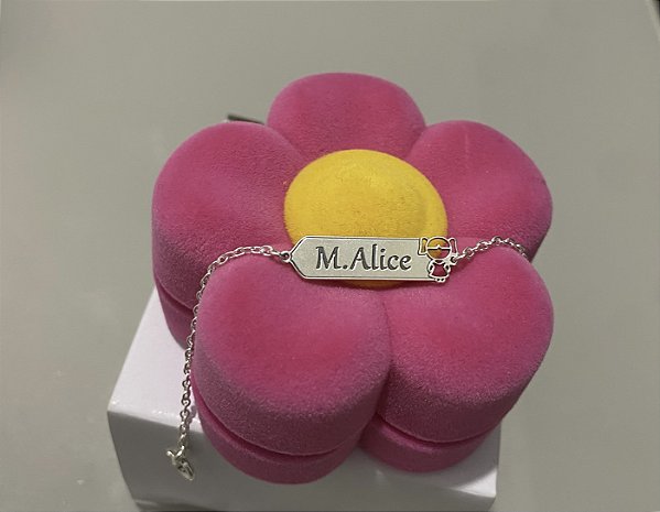 Pulseira infantil menina vazada • Prata 925