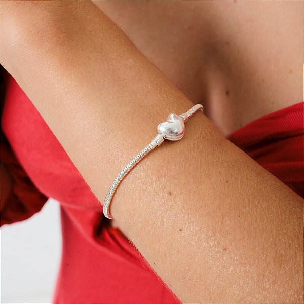 Pulseira para berloques fecho coração • Prata 925