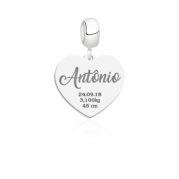 Berloque coração dados de nascimento • Prata 925
