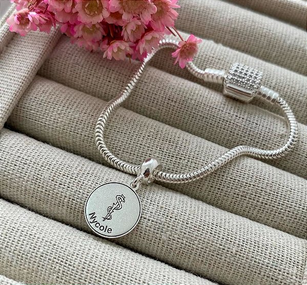 Berloque personalizado nome e profissão Prata 925