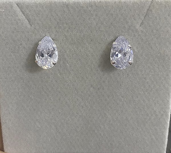 Brinco gota zircônia Prata 925