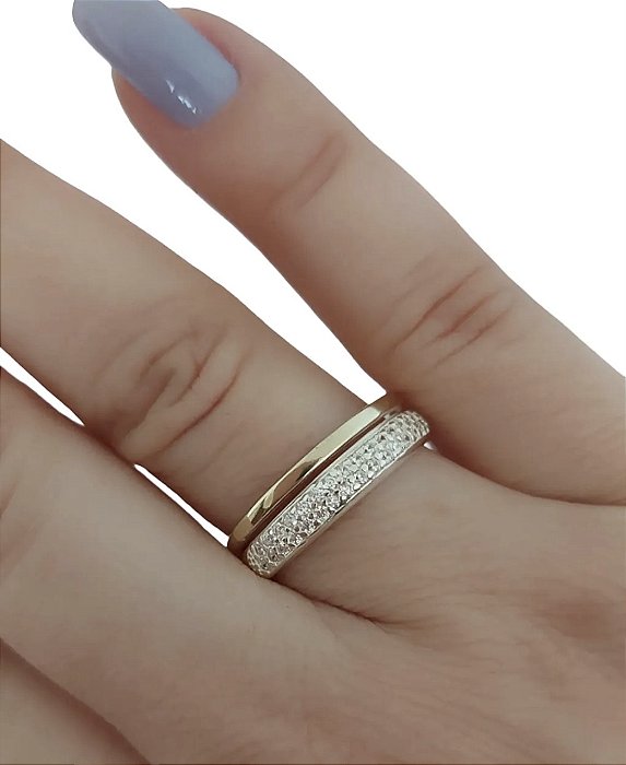 Anel duplo Prata com Ouro