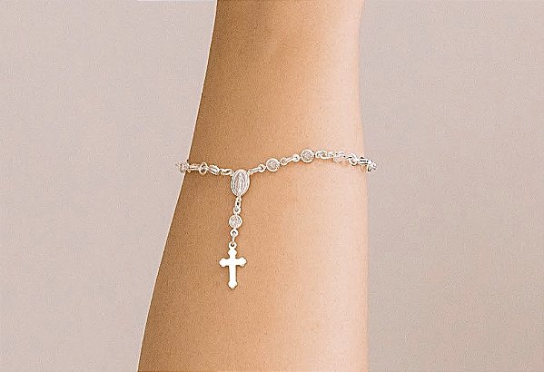 Pulseira terço zircônia Prata 925