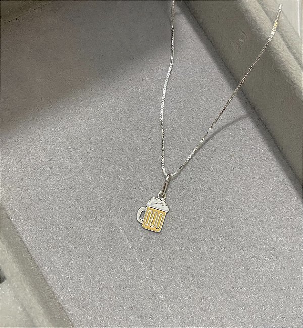 Colar caneca de cerveja Prata 925