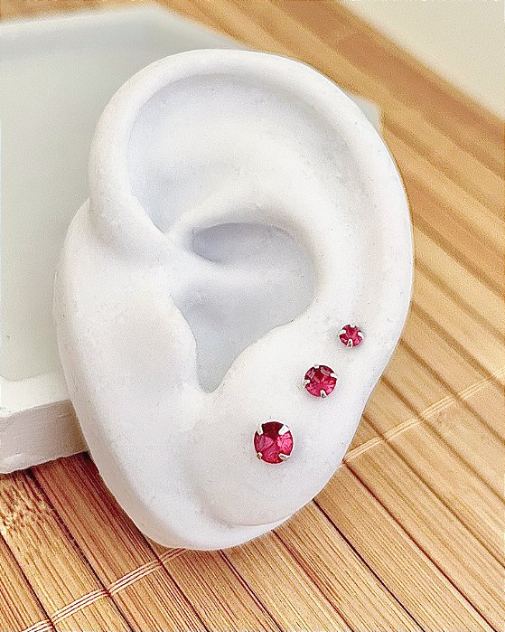 Trio zircônia pink Prata 925