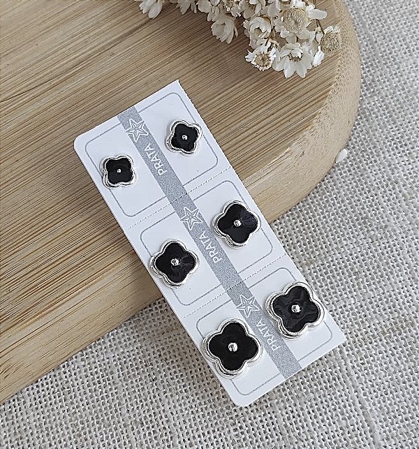 Trio brincos Trevo Prata 925