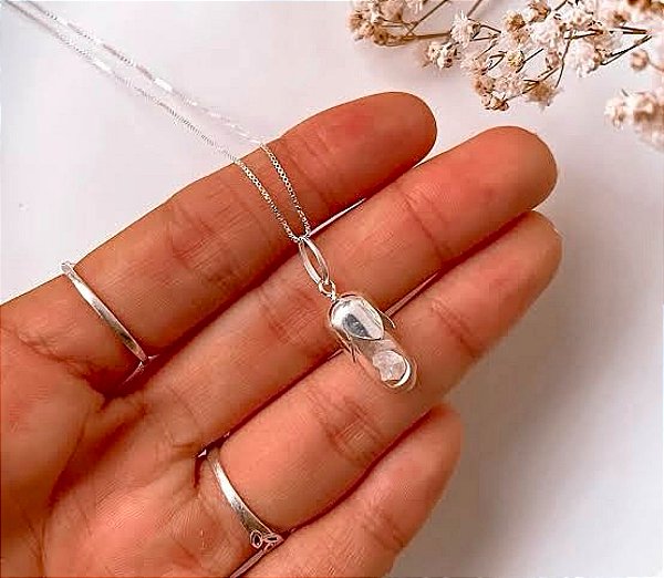 Colar cápsula Sal grosso Prata 925