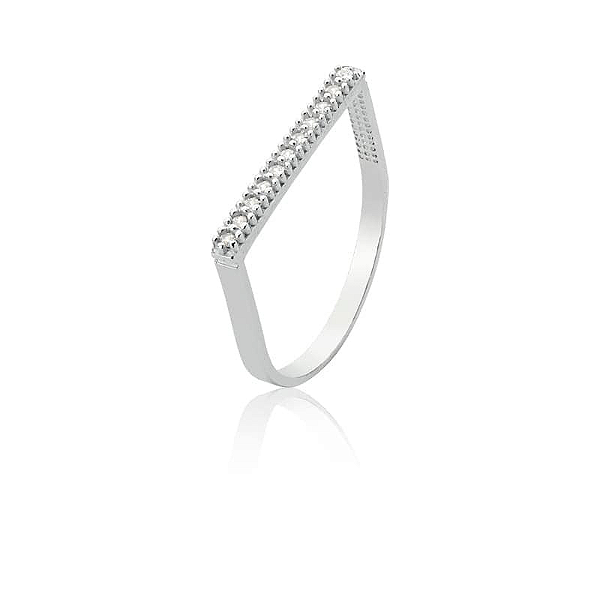 Anel base reta zircônia Prata 925