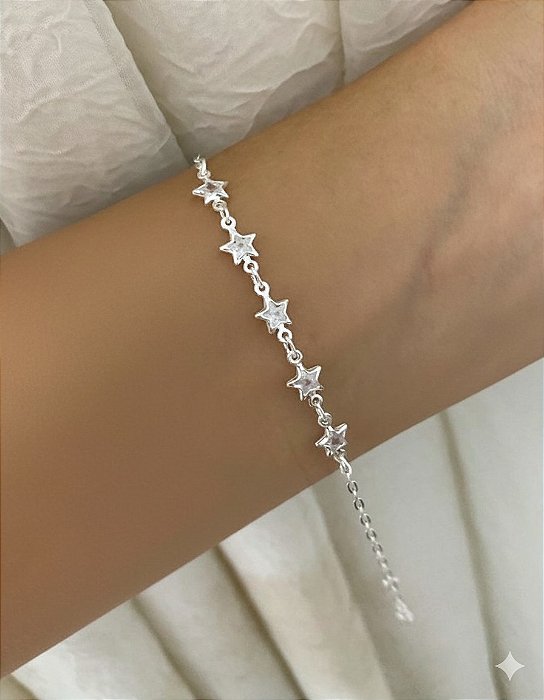Pulseira Estrela zircônia prata 925