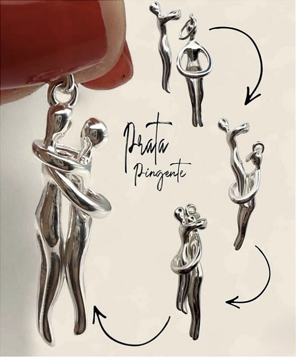 Pingente casal abraço Prata 925