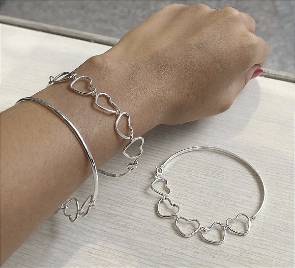 Bracelete corações Prata 925