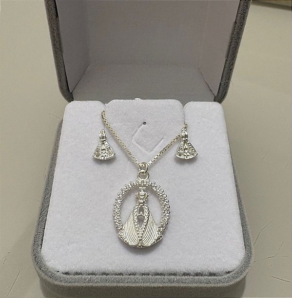 Conjunto Nossa Senhora Aparecida Prata 925