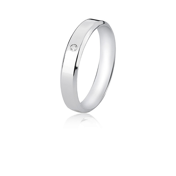 Aliança com pedra 4mm chanfrada Prata 925