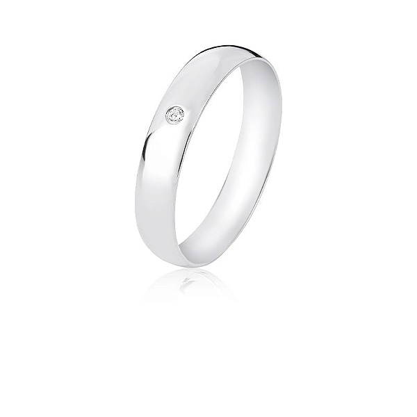 Aliança com pedra abaulada 4mm Prata 925