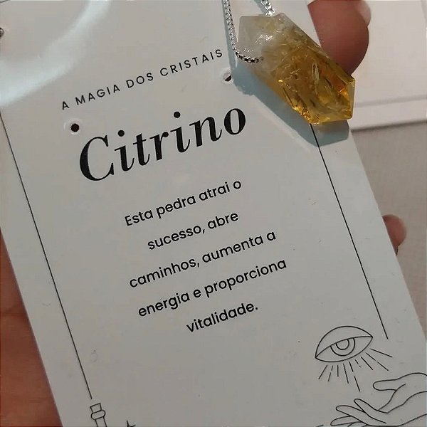 Colar pedra natural Citrino Prata 925
